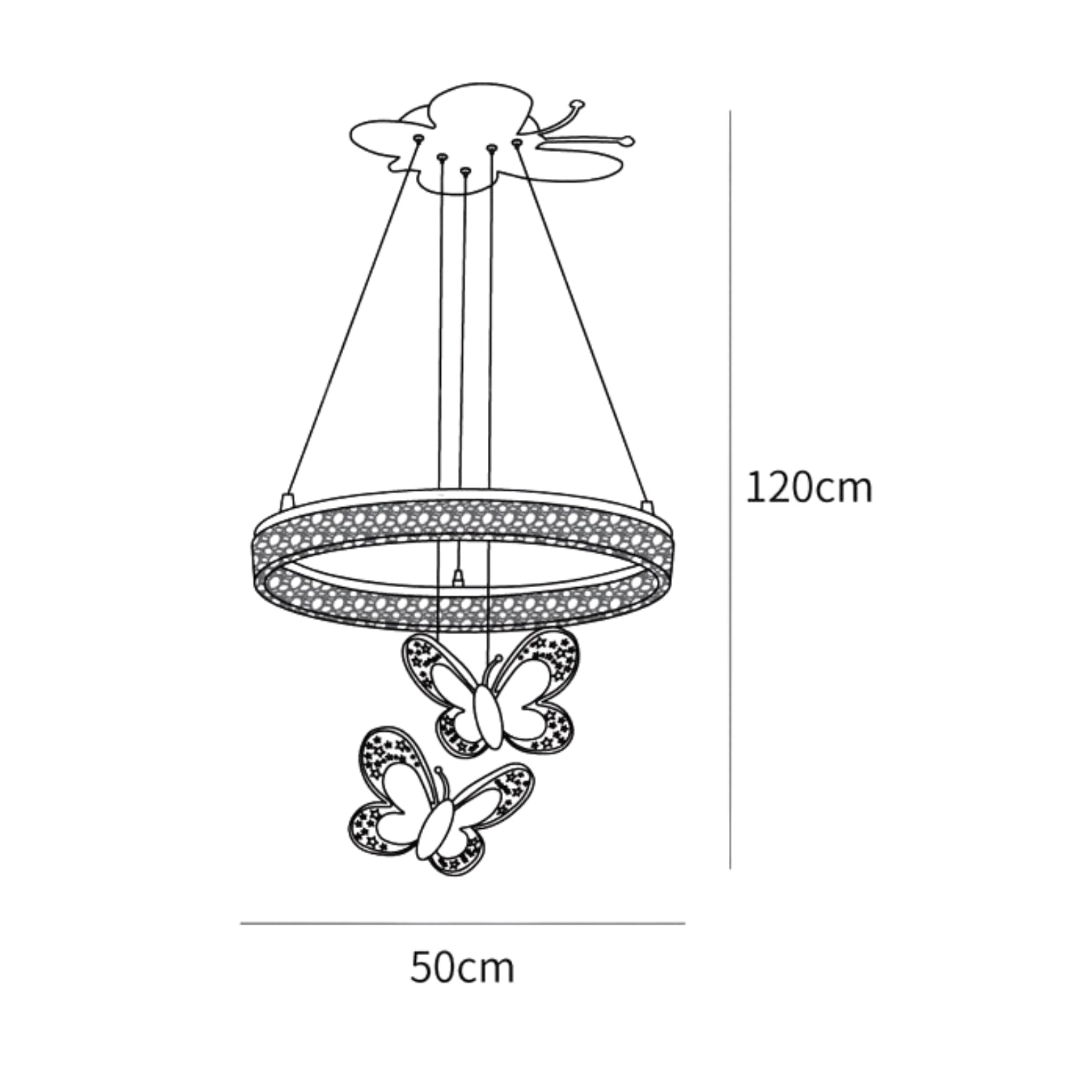Lampada a sospensione per cameretta con farfalla colorata