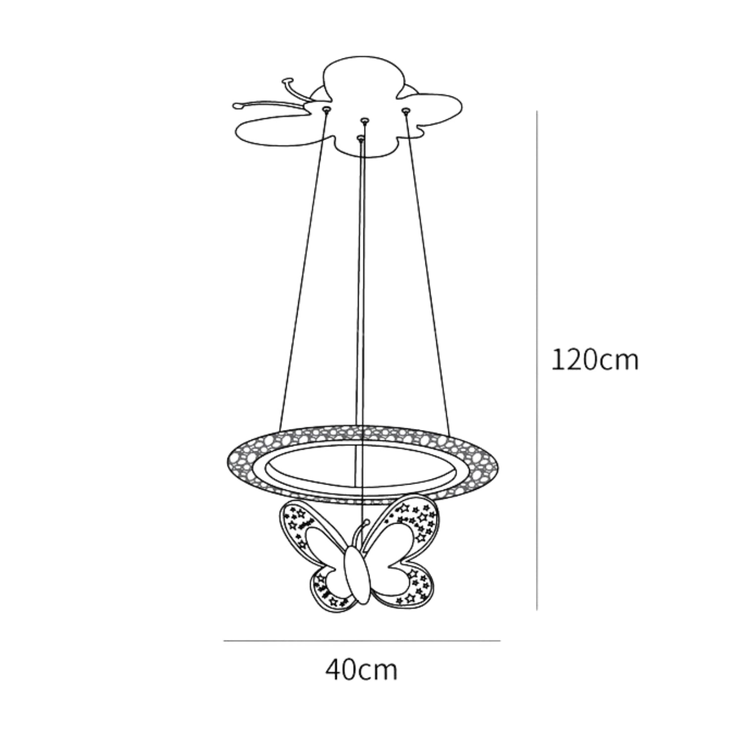Lampada a sospensione per cameretta con farfalla colorata