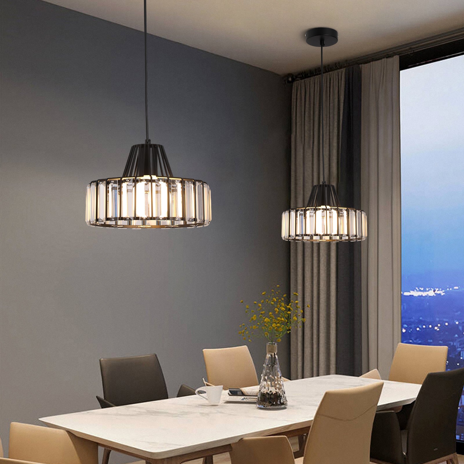 Zwarte Kristal Hanglamp