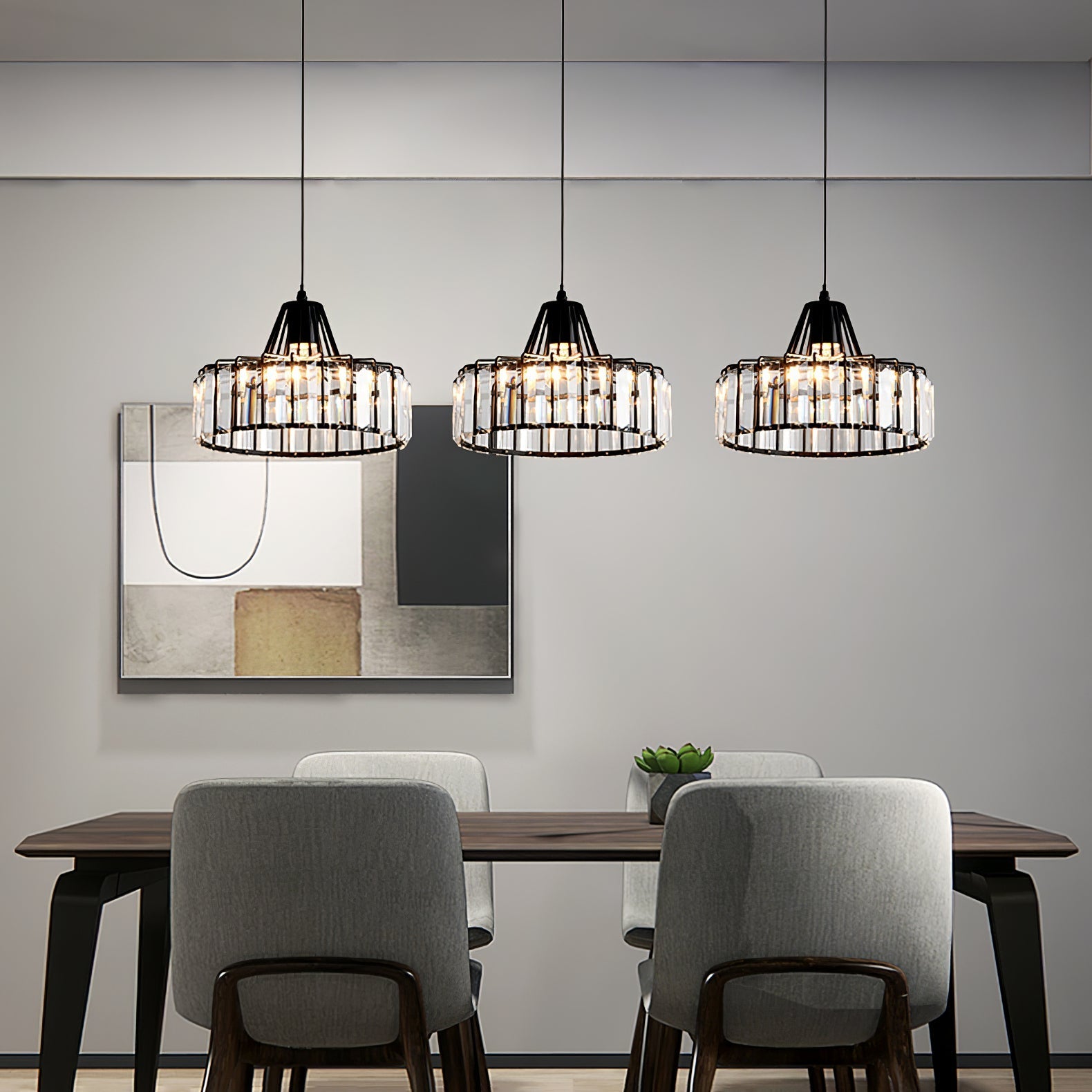 Zwarte Kristal Hanglamp