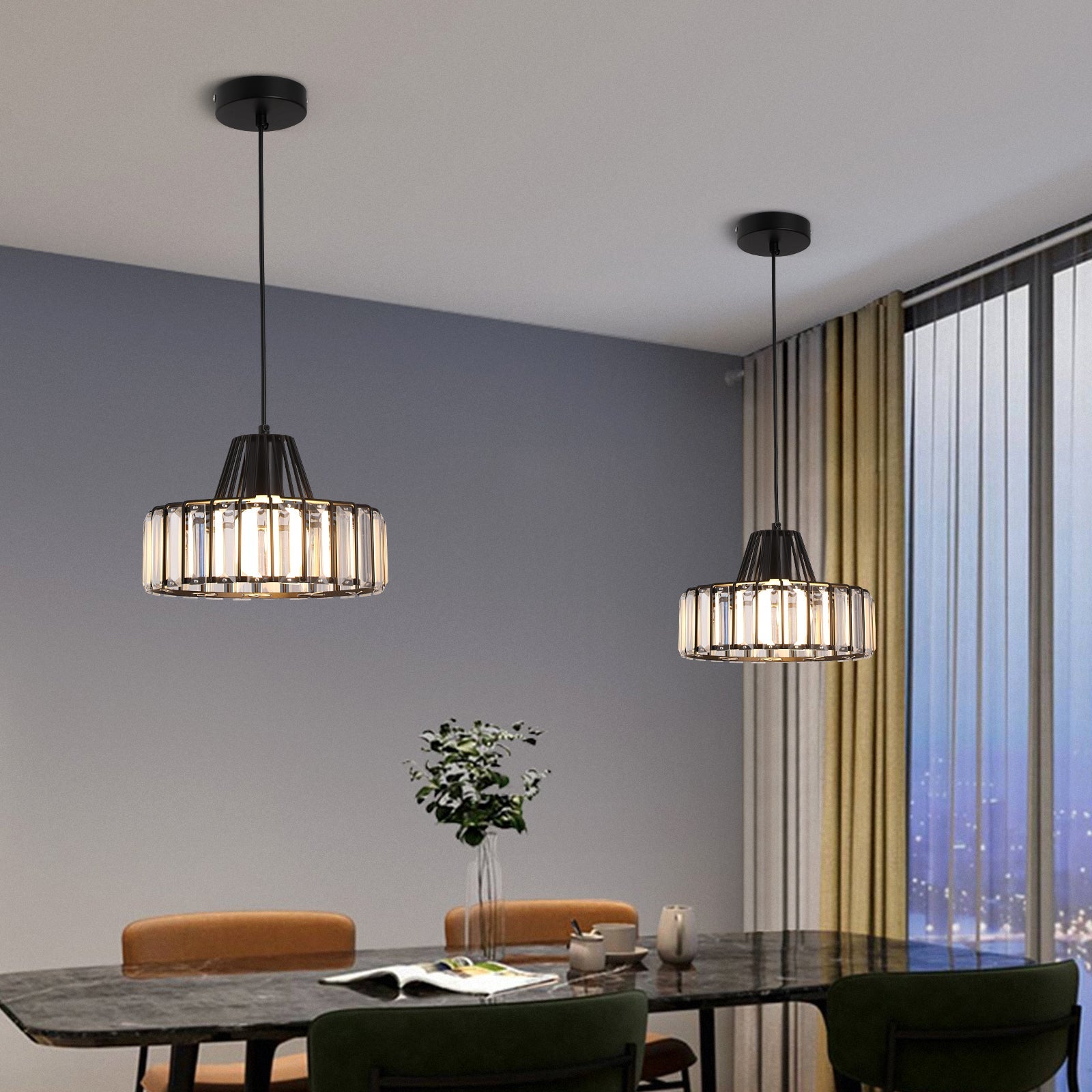 Zwarte Kristal Hanglamp