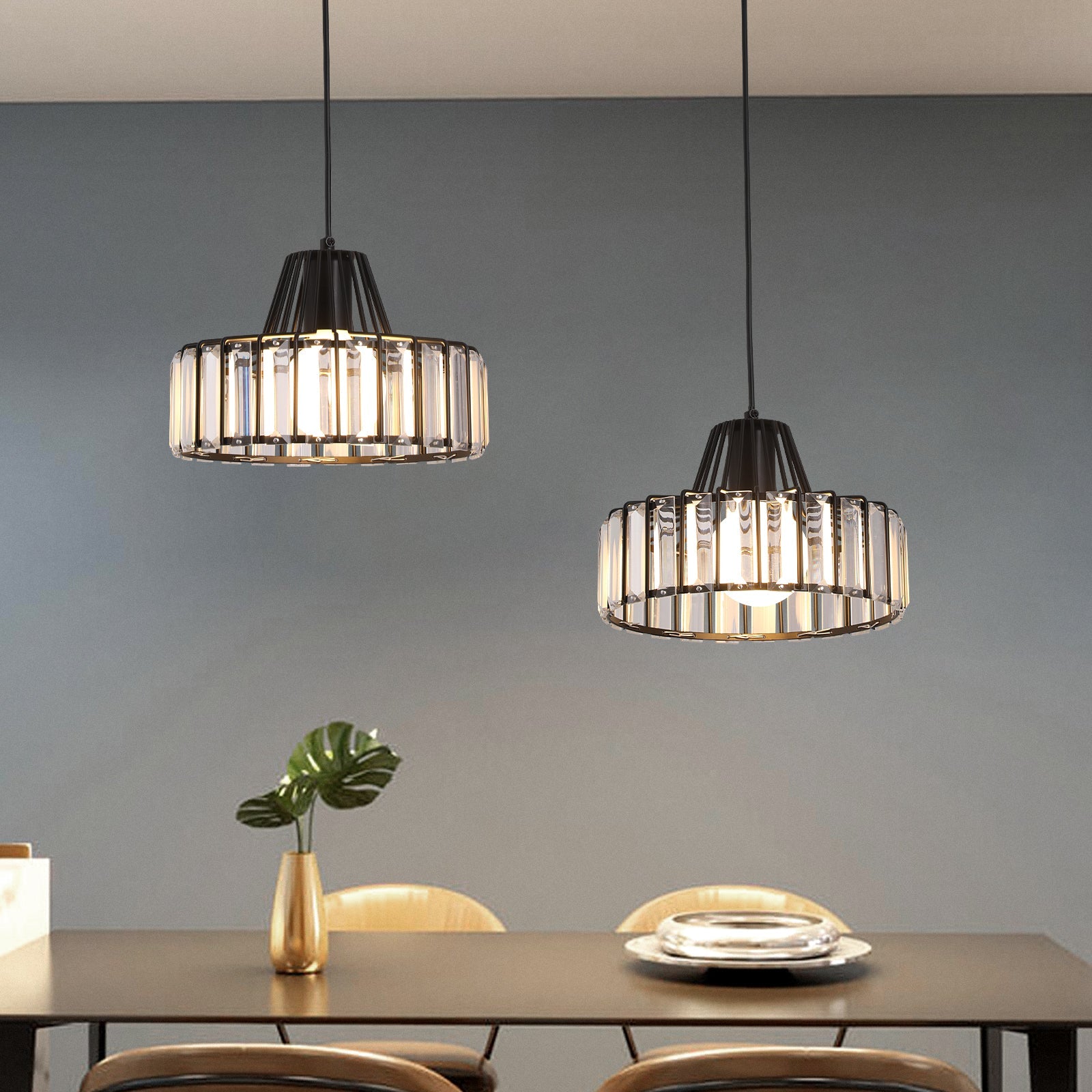 Zwarte Kristal Hanglamp