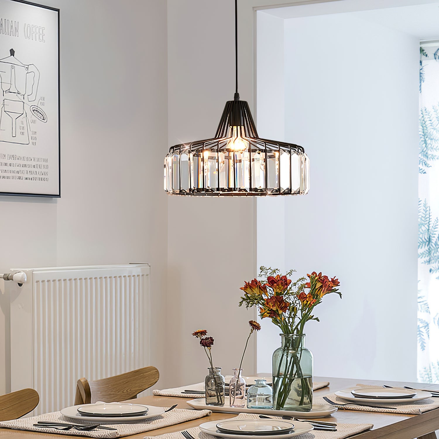 Zwarte Kristal Hanglamp