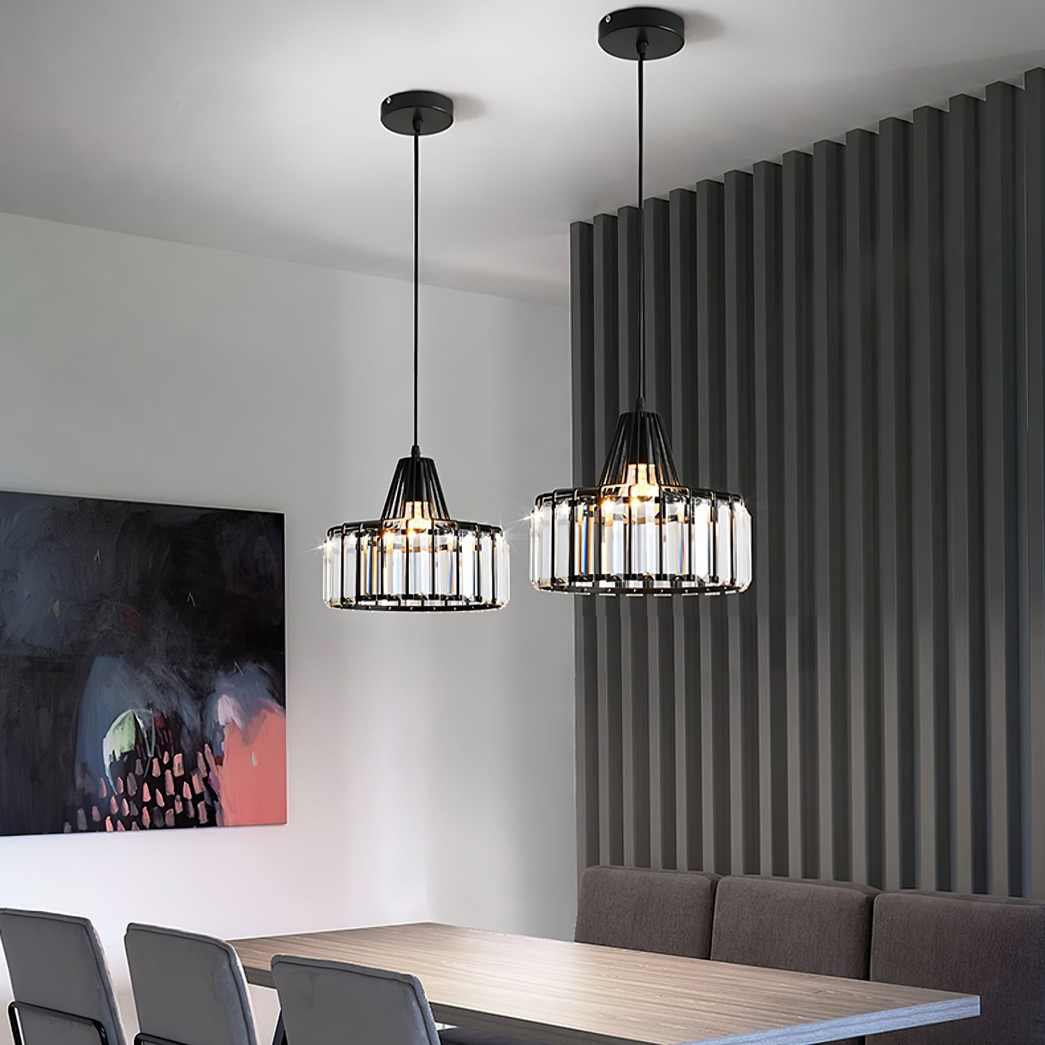 Zwarte Kristal Hanglamp