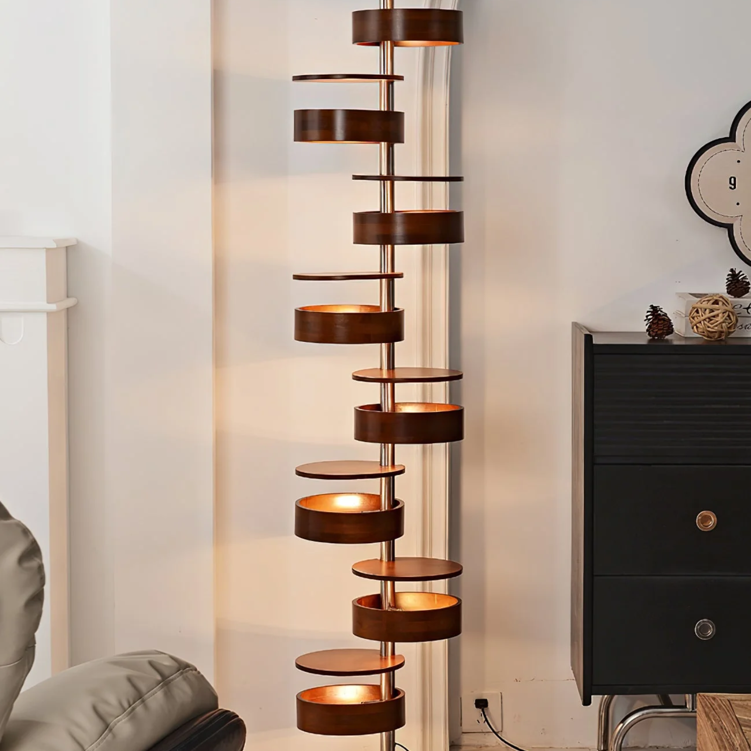 Qenisca Lampada da Terra in Legno