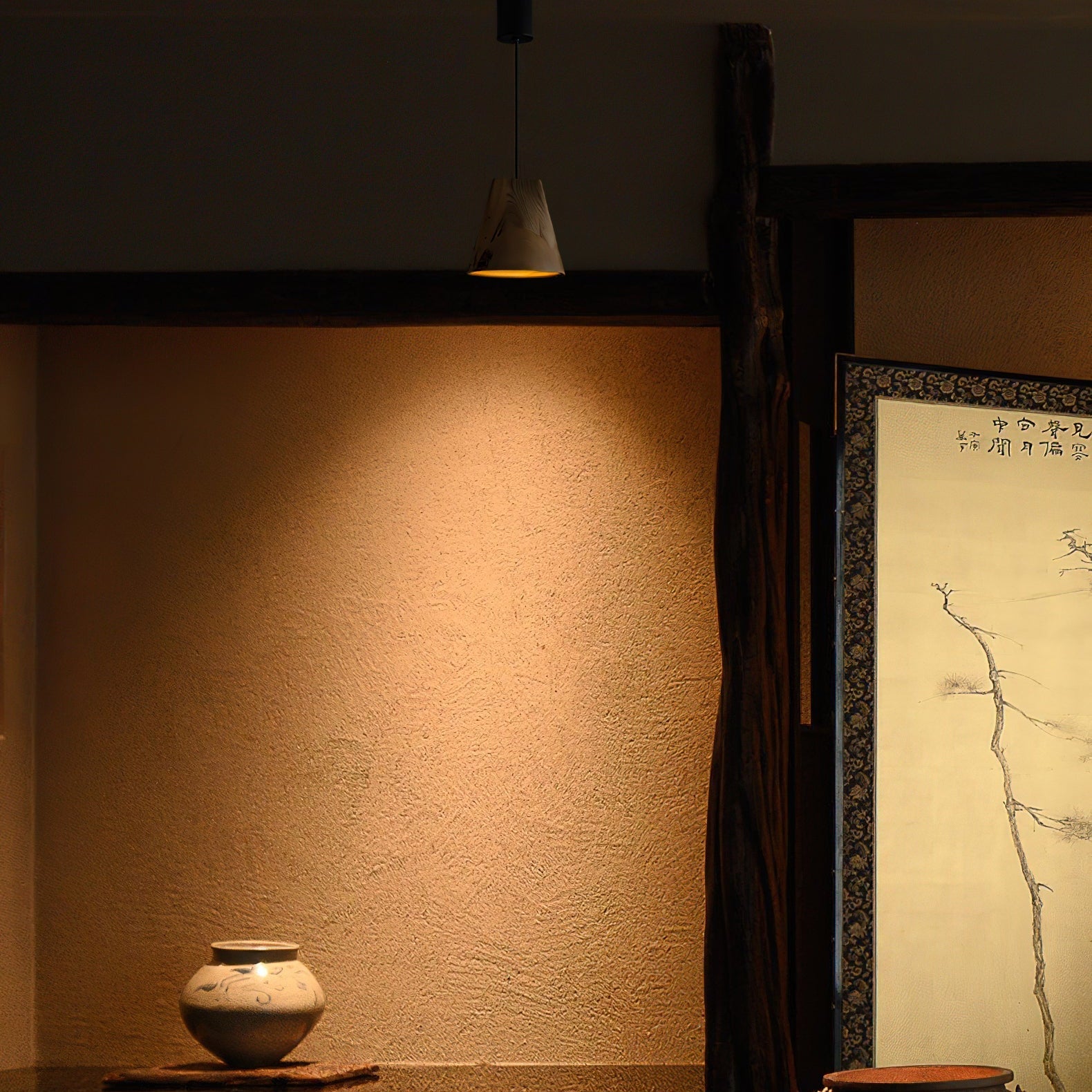 Lampada a sospensione in legno Dellse