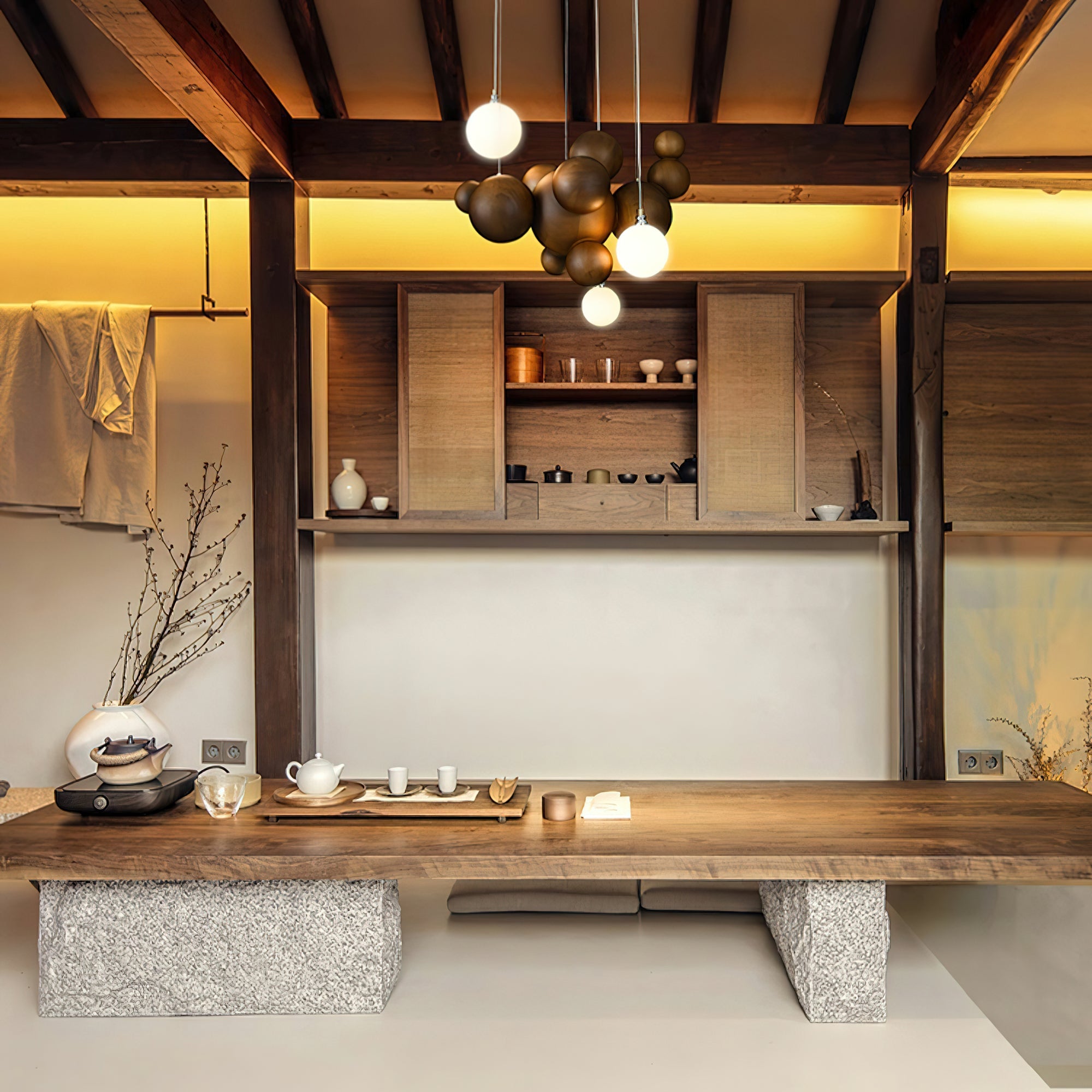 Beo Houten Ballen Hanglamp