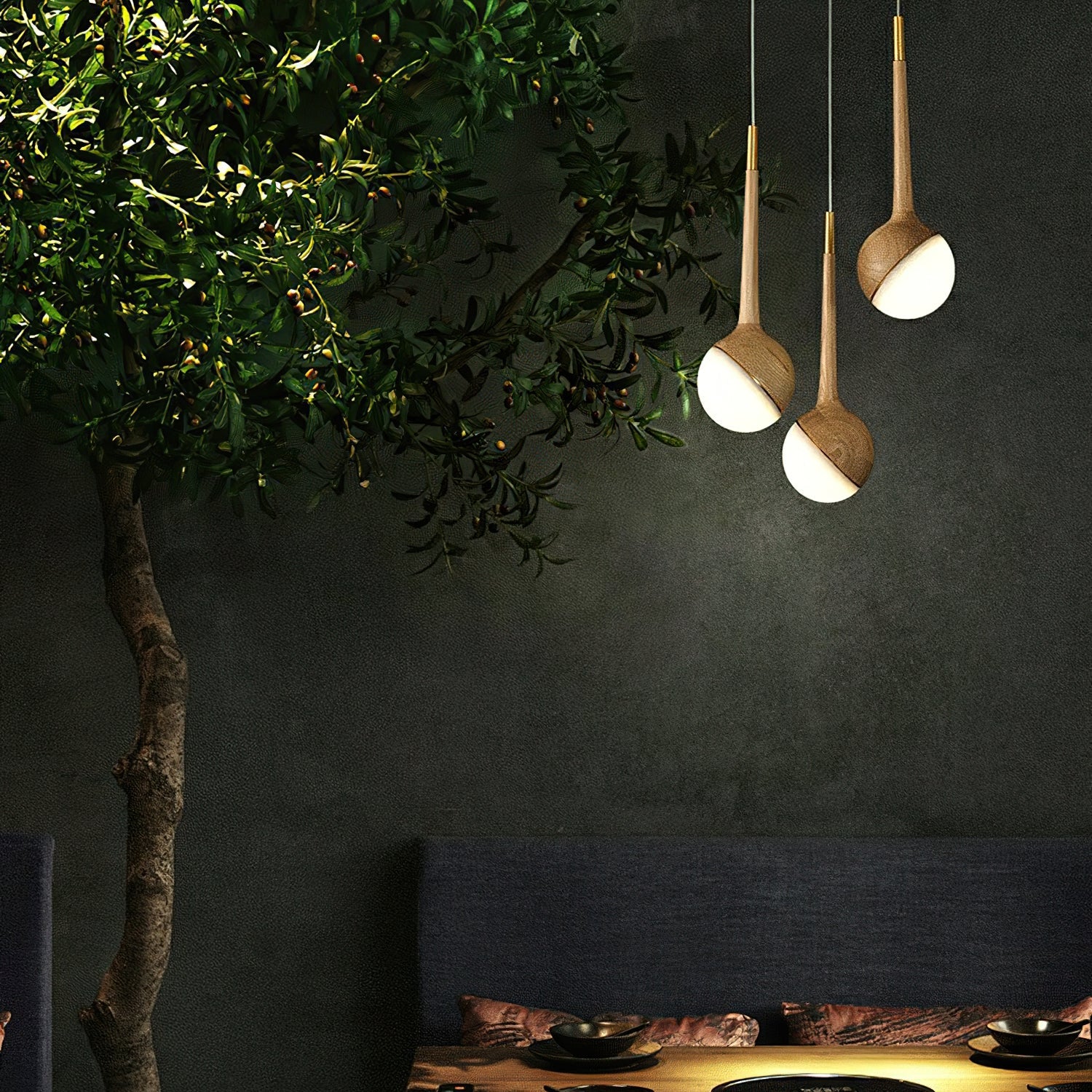 Mossy Drop Houten Hanglamp