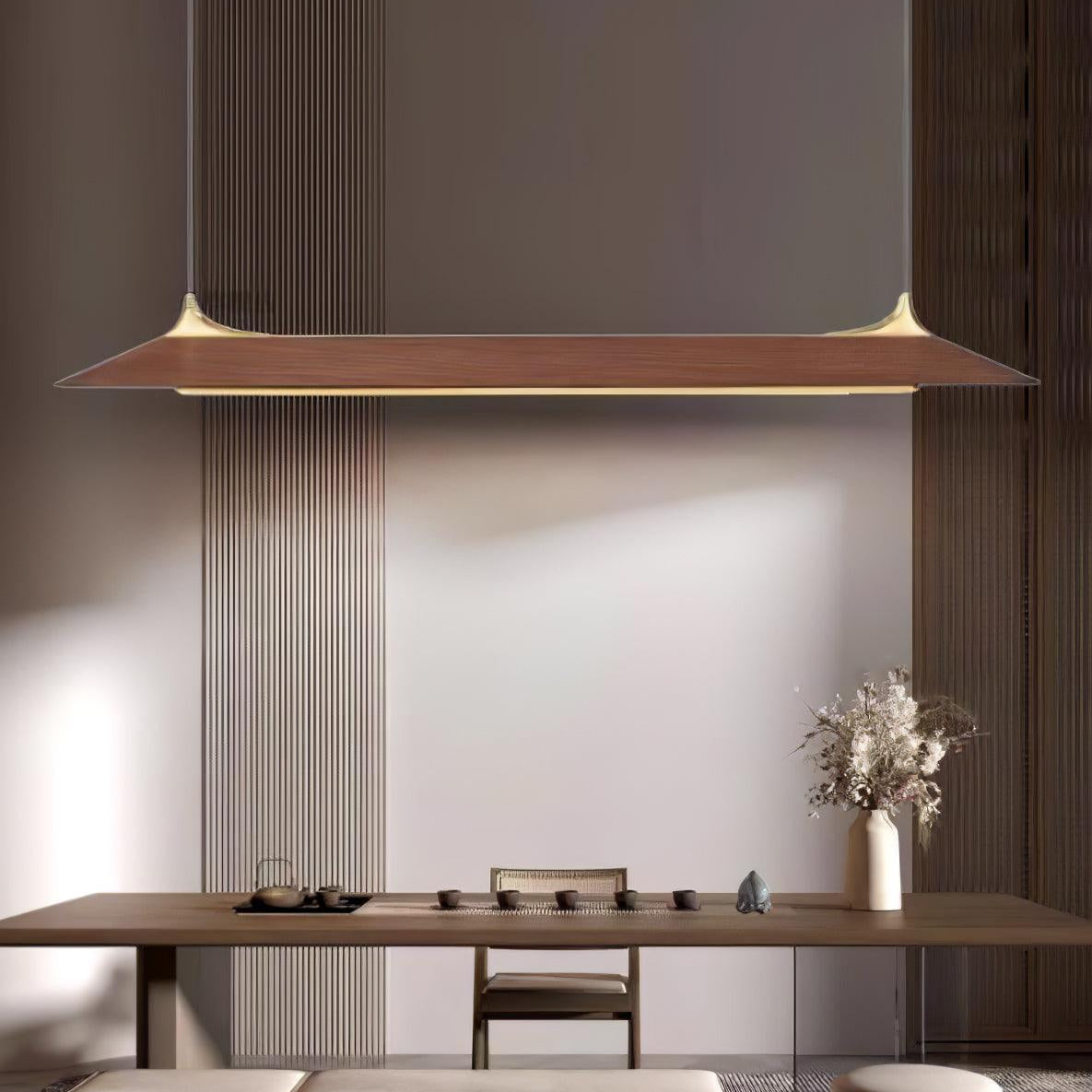 Lampada a sospensione in legno Monegga