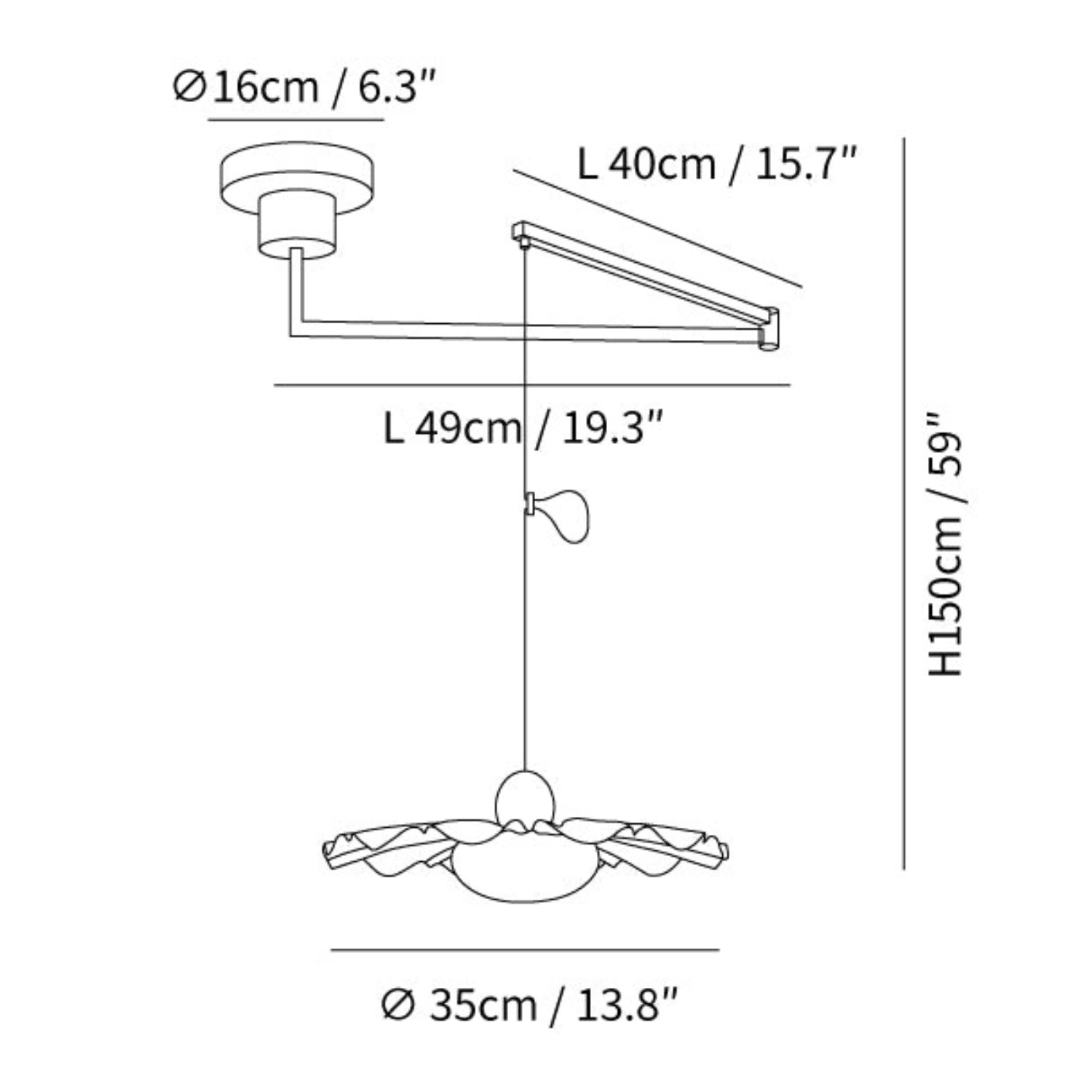 Lampada a sospensione con braccio oscillante Bloze Flower