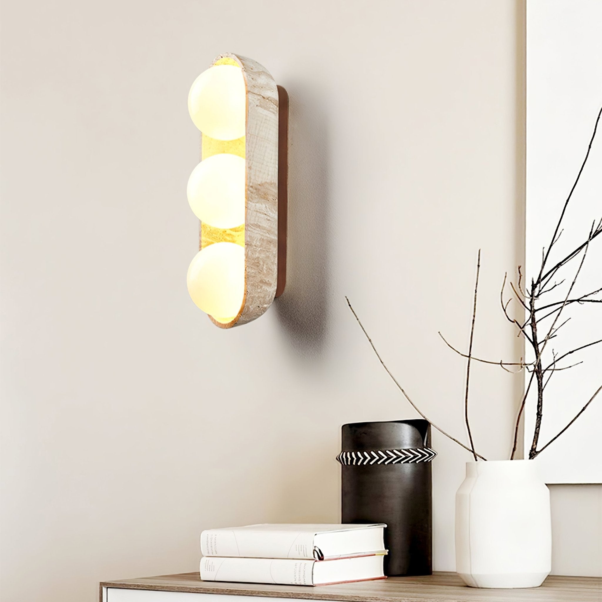 Boscon Triple Natuursteen Wandlamp