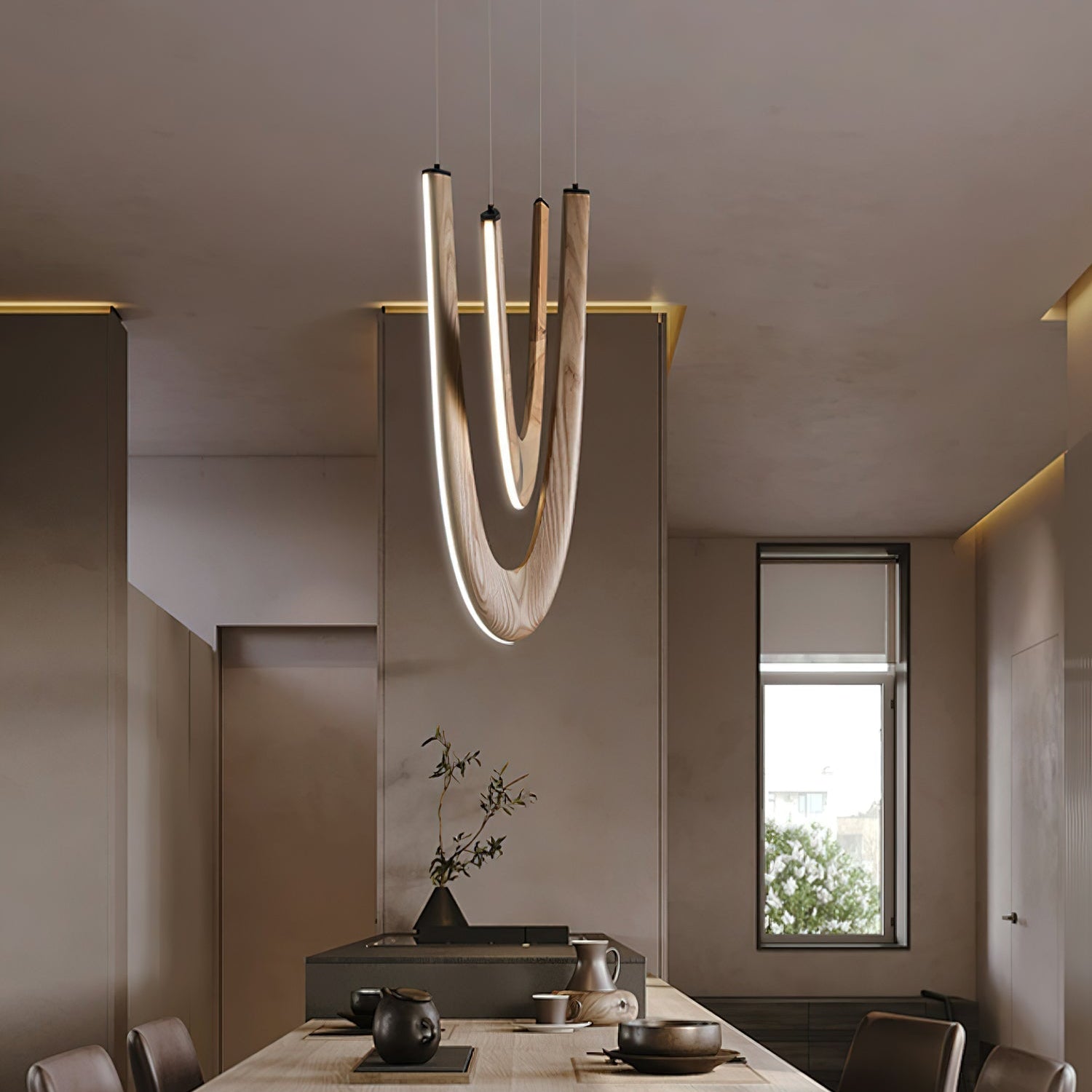 Layn U Vorm Lampada a Sospensione in Legno