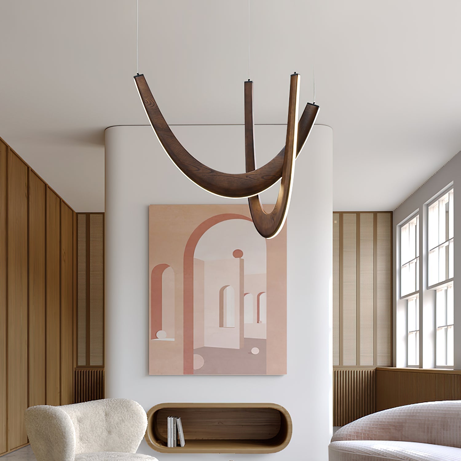 Layn U Vorm Lampada a Sospensione in Legno