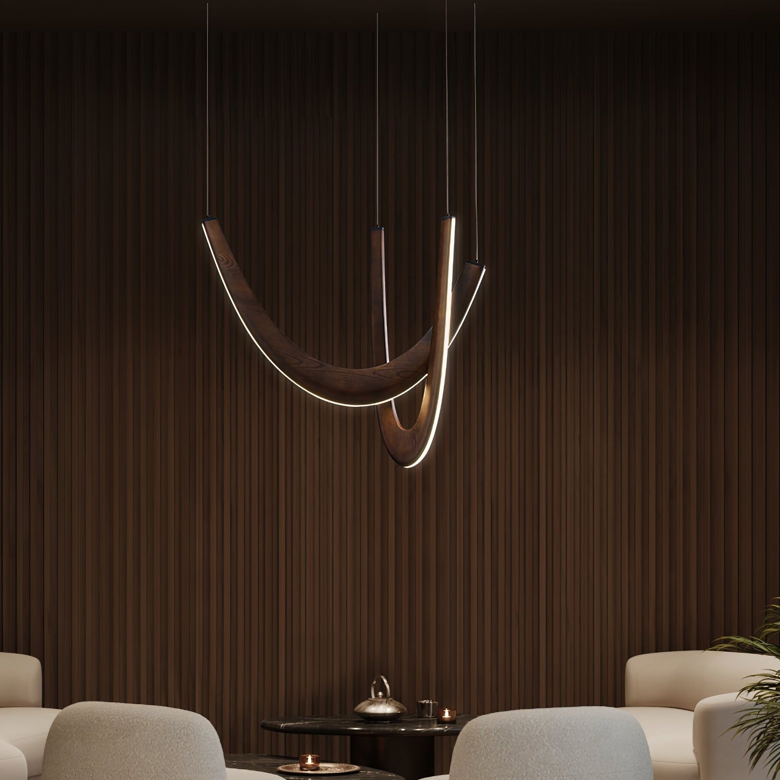 Layn U Vorm Lampada a Sospensione in Legno