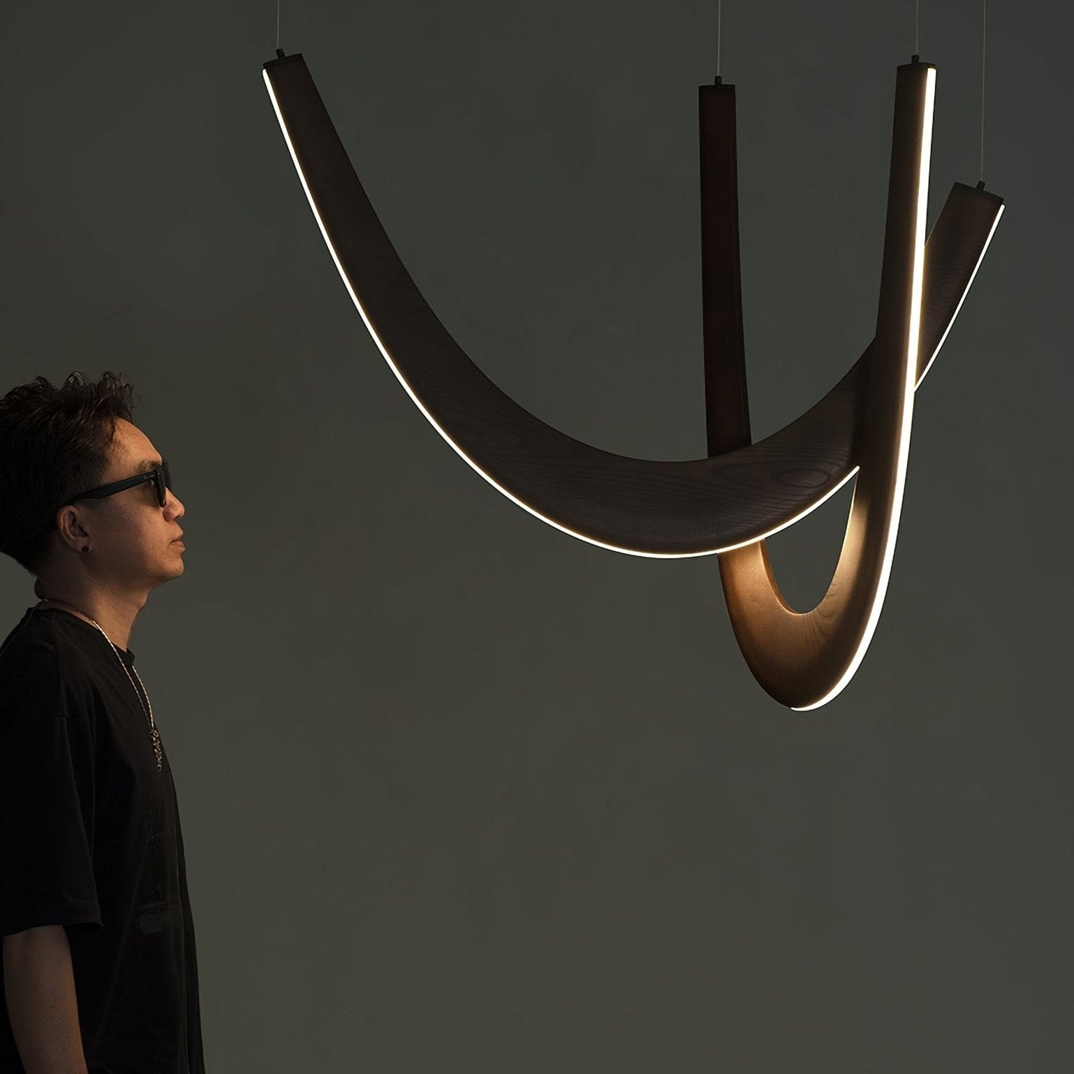 Layn U Vorm Lampada a Sospensione in Legno