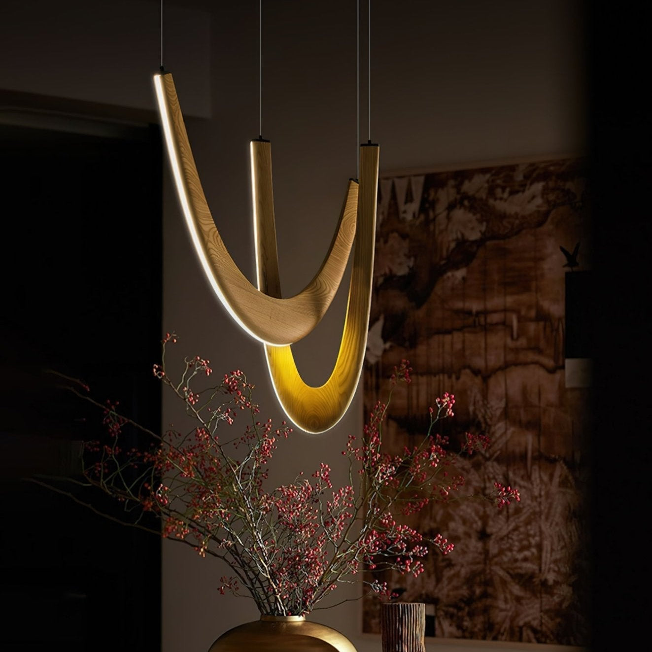 Layn U Vorm Lampada a Sospensione in Legno