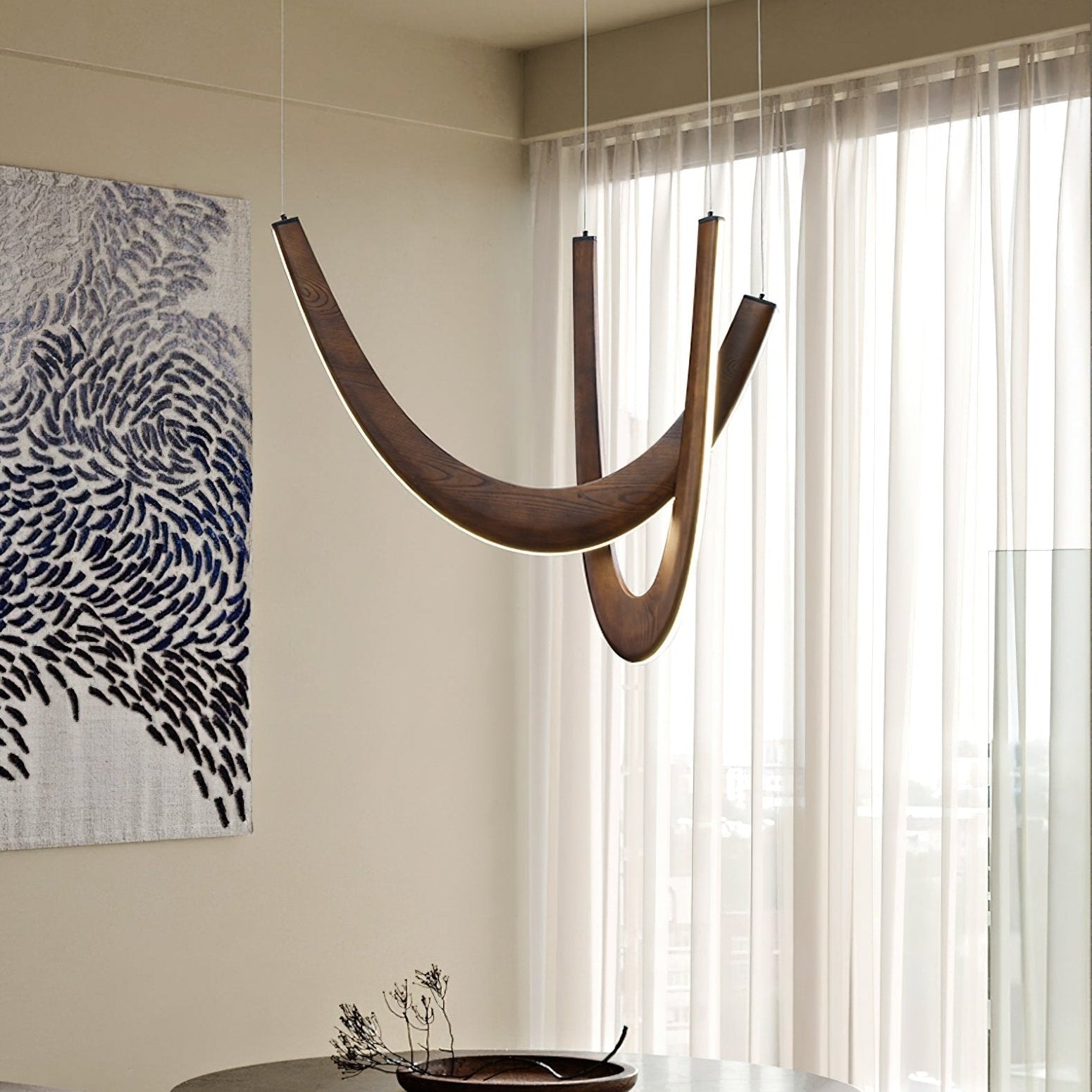 Layn U Vorm Lampada a Sospensione in Legno