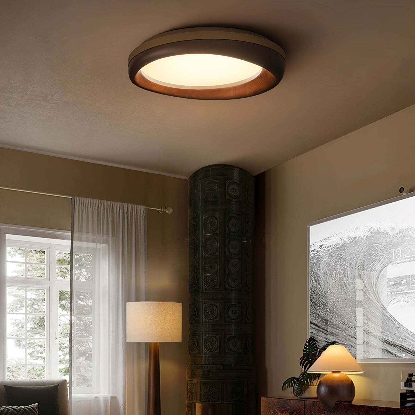 Lampada da soffitto in legno Besca