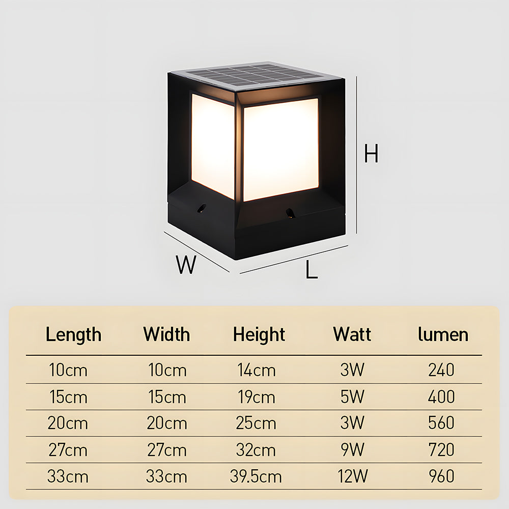 Moderne Kubus Solar Outdoor Lamp